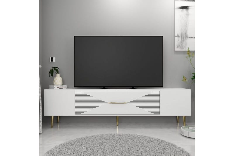 Drova TV-taso 150 cm - Valkoinen/Keltainend - Huonekalut - TV- & Mediakalusteet - Tv taso & Mediataso