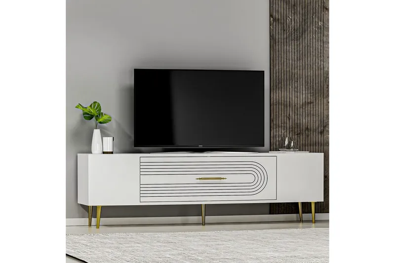 Drova TV-taso 150 cm - Valkoinen/Keltainend - Huonekalut - TV- & Mediakalusteet - Tv taso & Mediataso
