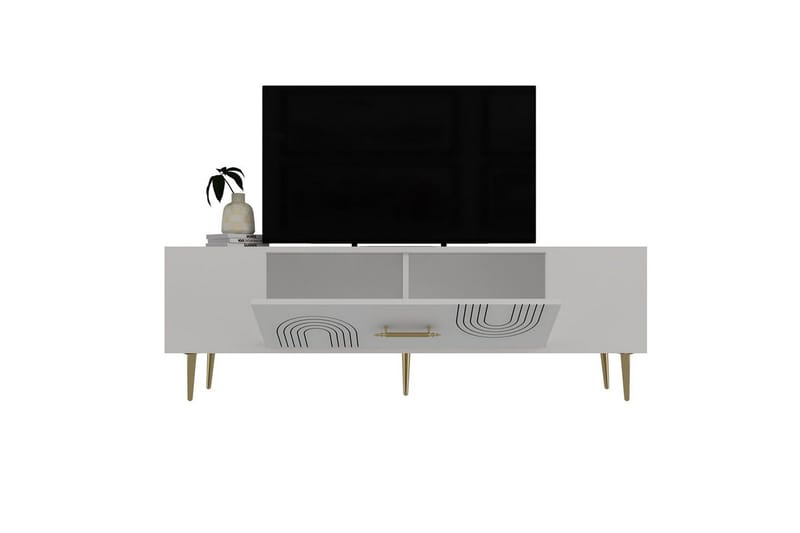 Drova TV-taso 150 cm - Valkoinen/Keltainend - Huonekalut - TV- & Mediakalusteet - Tv taso & Mediataso