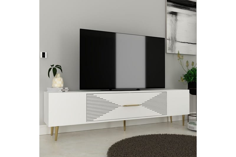 Drova TV-taso 150 cm - Valkoinen/Keltainend - Huonekalut - TV- & Mediakalusteet - Tv taso & Mediataso
