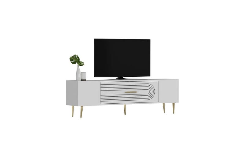 Drova TV-taso 150 cm - Valkoinen/Keltainend - Huonekalut - TV- & Mediakalusteet - Tv taso & Mediataso