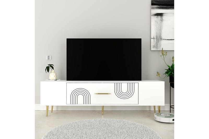 Drova TV-taso 150 cm - Valkoinen/Keltainend - Huonekalut - TV- & Mediakalusteet - Tv taso & Mediataso