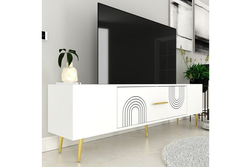 Drova TV-taso 150 cm - Valkoinen/Keltainend - Huonekalut - TV- & Mediakalusteet - Tv taso & Mediataso