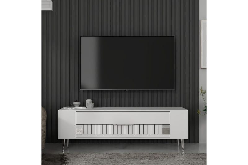 Estel TV-taso 120 cm - Valkoinen/Hopea - Huonekalut - TV- & Mediakalusteet - Tv taso & Mediataso