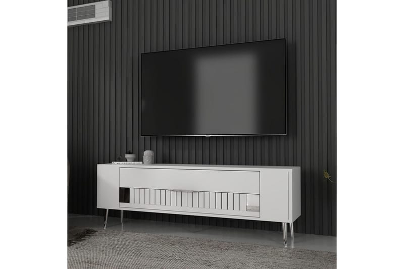 Estel TV-taso 120 cm - Valkoinen/Hopea - Huonekalut - TV- & Mediakalusteet - Tv taso & Mediataso