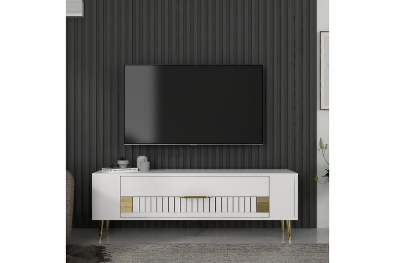 Estel TV-taso 120 cm - Valkoinen/Keltainend - Huonekalut - TV- & Mediakalusteet - Tv taso & Mediataso