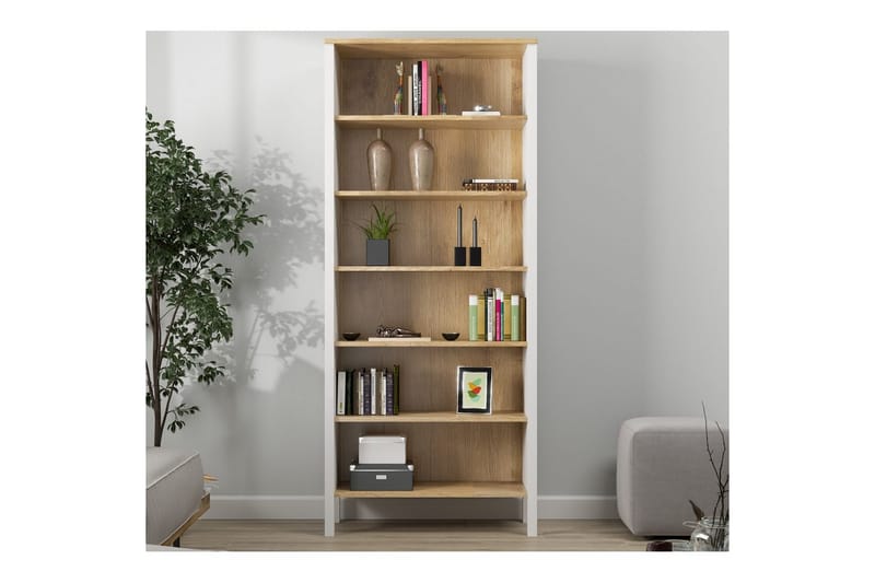 Fynric Kirjahylly 83 cm - Luonnollinen/Valkoinen - Säilytys - Hylly - Kirjahylly