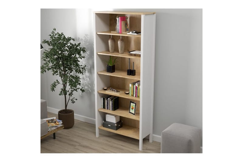 Fynric Kirjahylly 83 cm - Luonnollinen/Valkoinen - Säilytys - Hylly - Kirjahylly