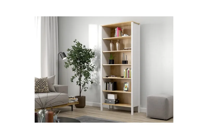 Fynric Kirjahylly 83 cm - Luonnollinen/Valkoinen - Säilytys - Hylly - Kirjahylly