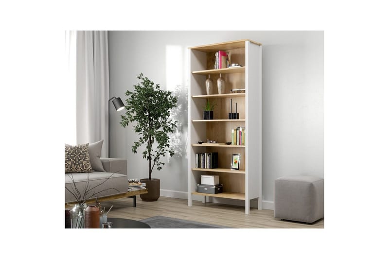 Fynric Kirjahylly 83 cm - Luonnollinen/Valkoinen - Säilytys - Hylly - Kirjahylly