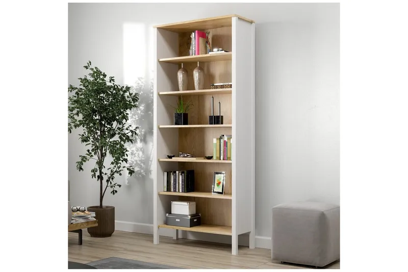 Fynric Kirjahylly 83 cm - Luonnollinen/Valkoinen - Säilytys - Hylly - Kirjahylly