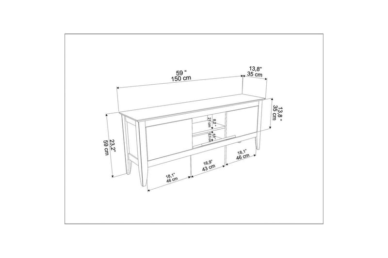 Hue TV-taso 150 cm - Vihreä - Huonekalut - TV- & Mediakalusteet - Tv taso & Mediataso