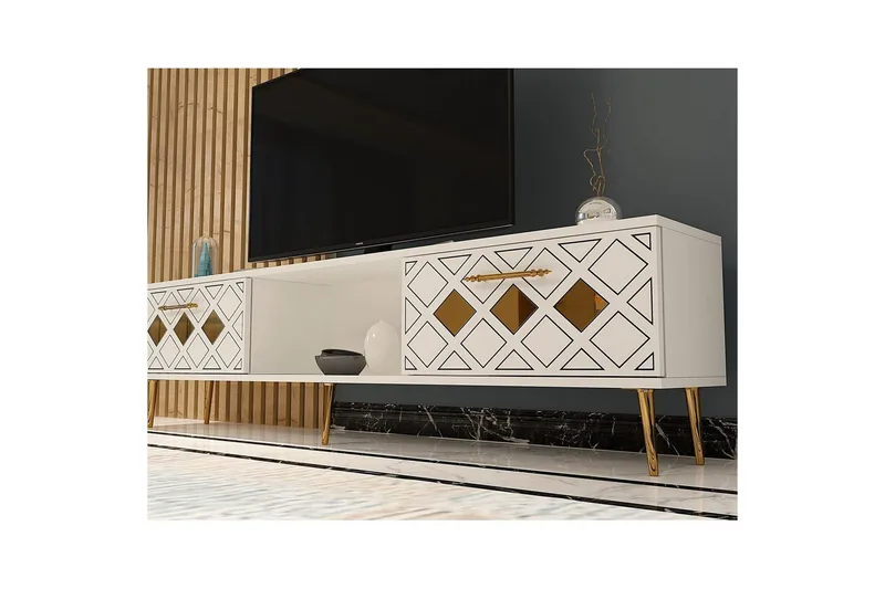 Ilna TV-taso 150 cm - Valkoinen/Hopea - Huonekalut - TV- & Mediakalusteet - Tv taso & Mediataso