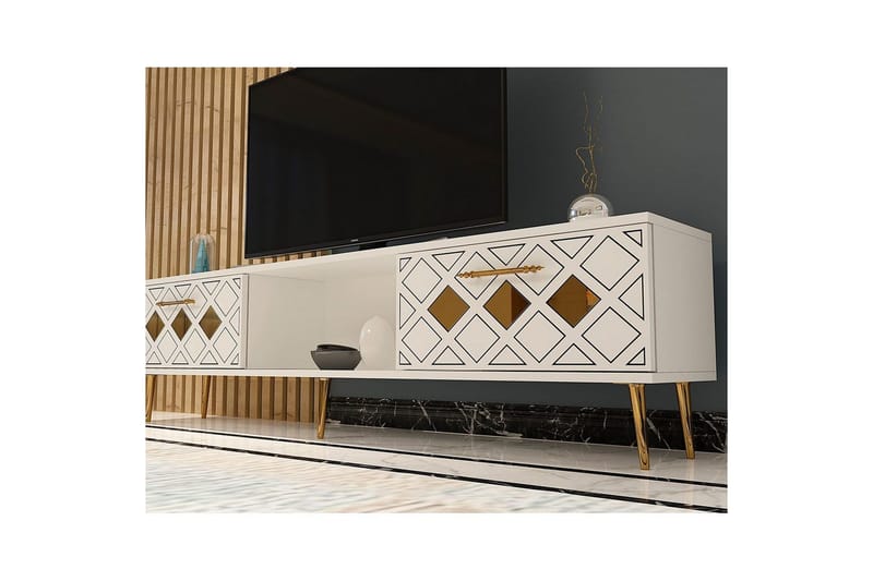 Ilna TV-taso 150 cm - Valkoinen/Keltainend - Huonekalut - TV- & Mediakalusteet - Tv taso & Mediataso