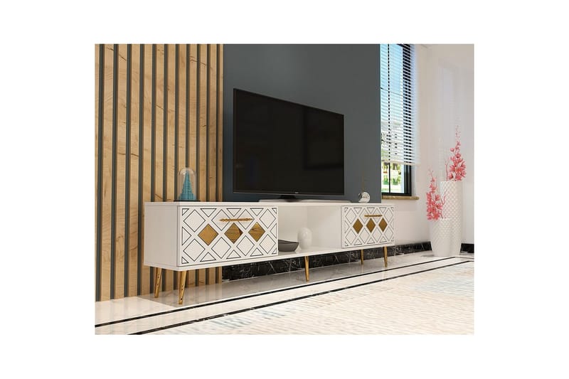 Ilna TV-taso 150 cm - Valkoinen/Keltainend - Huonekalut - TV- & Mediakalusteet - Tv taso & Mediataso