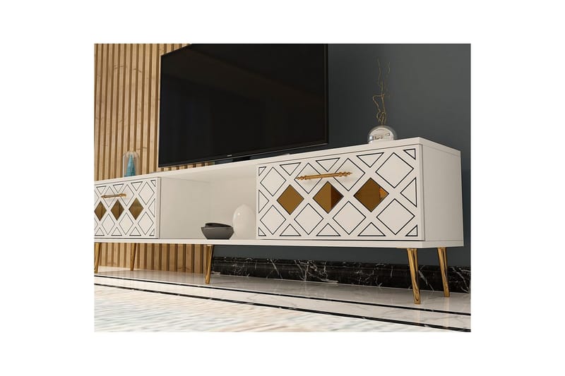 Ilna TV-taso 150 cm - Valkoinen/Keltainend - Huonekalut - TV- & Mediakalusteet - Tv taso & Mediataso