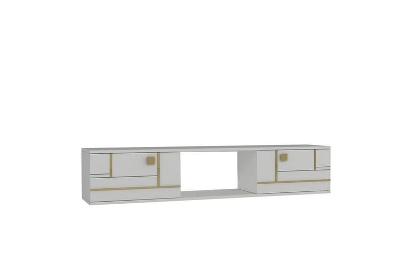 Jorin TV-taso 150 cm - Valkoinen/Keltainend - Huonekalut - TV- & Mediakalusteet - Tv taso & Mediataso
