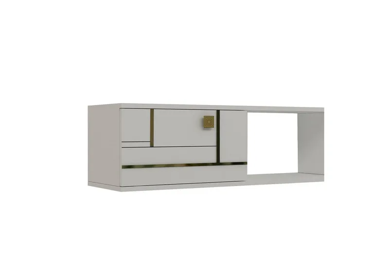 Jorin TV-taso 150 cm - Valkoinen/Keltainend - Huonekalut - TV- & Mediakalusteet - Tv taso & Mediataso