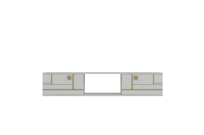 Jorin TV-taso 150 cm - Valkoinen/Keltainend - Huonekalut - TV- & Mediakalusteet - Tv taso & Mediataso