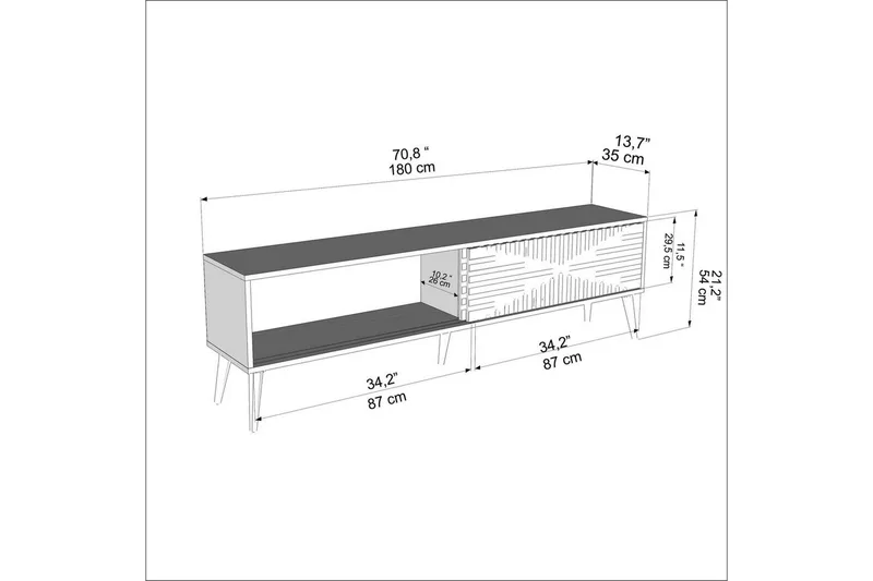 Kalon TV-taso 180 cm - Antrasiitti/Valkoinen - Huonekalut - TV- & Mediakalusteet - Tv taso & Mediataso