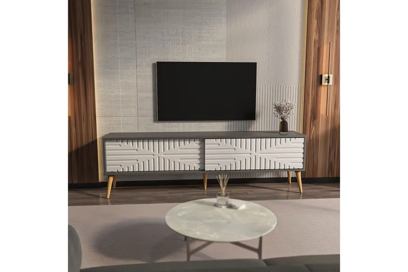 Kalon TV-taso 180 cm - Antrasiitti/Valkoinen - Huonekalut - TV- & Mediakalusteet - Tv taso & Mediataso