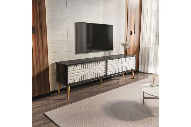 Kalon TV-taso 180 cm - Musta/Valkoinen - Huonekalut - TV- & Mediakalusteet - Tv taso & Mediataso