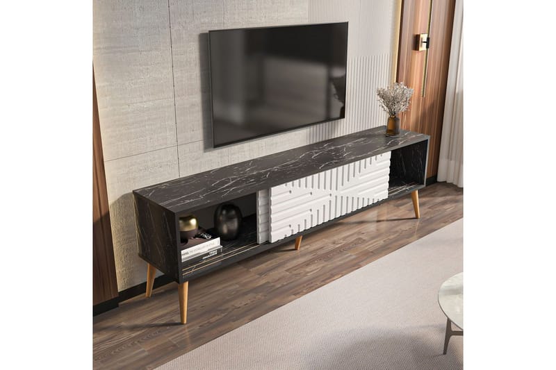Kalon TV-taso 180 cm - Musta/Valkoinen - Huonekalut - TV- & Mediakalusteet - Tv taso & Mediataso