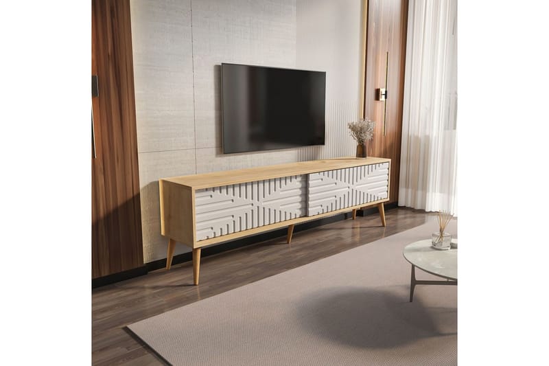 Kalon TV-taso 180 cm - Tammi/Valkoinen - Huonekalut - TV- & Mediakalusteet - Tv taso & Mediataso