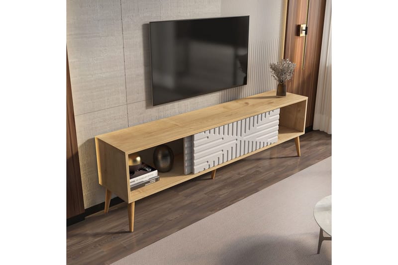 Kalon TV-taso 180 cm - Tammi/Valkoinen - Huonekalut - TV- & Mediakalusteet - Tv taso & Mediataso