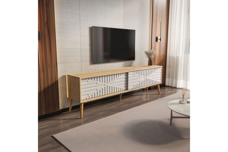 Kalon TV-taso 180 cm - Tammi/Valkoinen - Huonekalut - TV- & Mediakalusteet - Tv taso & Mediataso