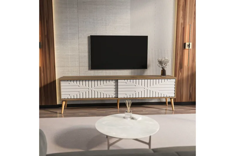 Kalon TV-taso 180 cm - Pähkinä/Valkoinen - Huonekalut - TV- & Mediakalusteet - Tv taso & Mediataso