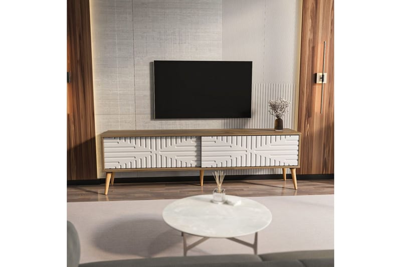 Kalon TV-taso 180 cm - Pähkinä/Valkoinen - Huonekalut - TV- & Mediakalusteet - Tv taso & Mediataso