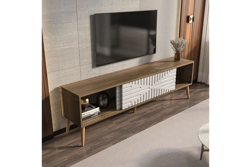 Kalon TV-taso 180 cm - Pähkinä/Valkoinen - Huonekalut - TV- & Mediakalusteet - Tv taso & Mediataso