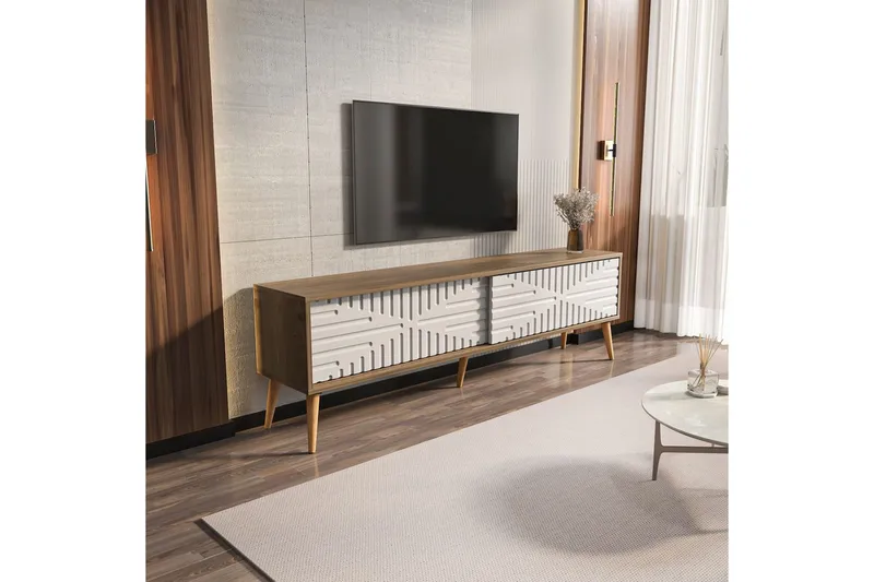 Kalon TV-taso 180 cm - Pähkinä/Valkoinen - Huonekalut - TV- & Mediakalusteet - Tv taso & Mediataso