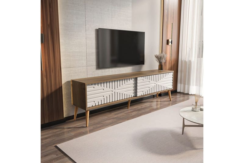 Kalon TV-taso 180 cm - Pähkinä/Valkoinen - Huonekalut - TV- & Mediakalusteet - Tv taso & Mediataso