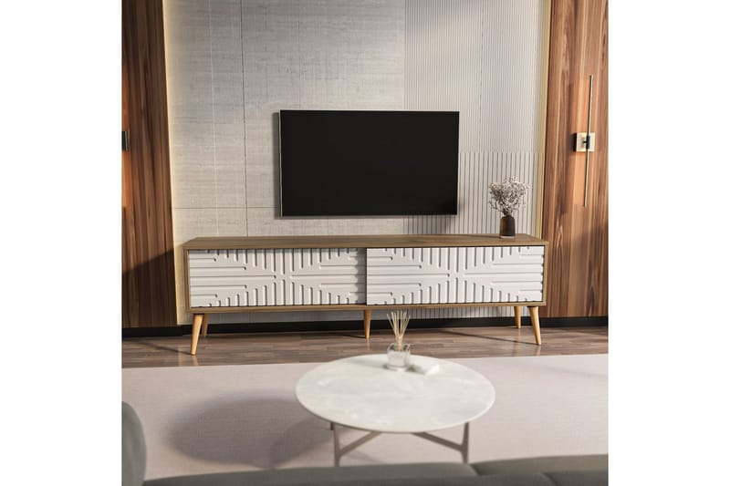 Kalon TV-taso 180 cm - Pähkinä/Valkoinen - Huonekalut - TV- & Mediakalusteet - Tv taso & Mediataso