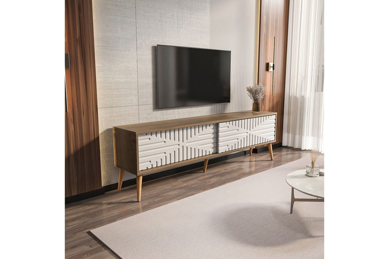 Kalon TV-taso 180 cm - Pähkinä/Valkoinen - Huonekalut - TV- & Mediakalusteet - Tv taso & Mediataso