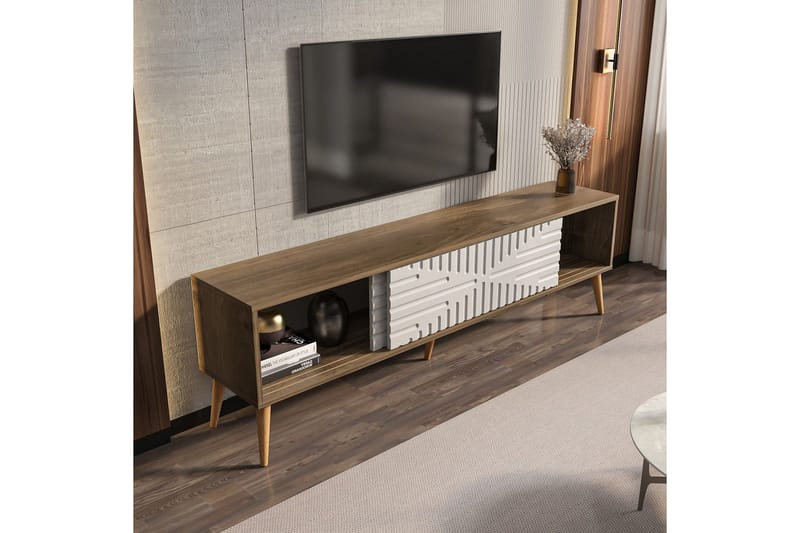 Kalon TV-taso 180 cm - Pähkinä/Valkoinen - Huonekalut - TV- & Mediakalusteet - Tv taso & Mediataso