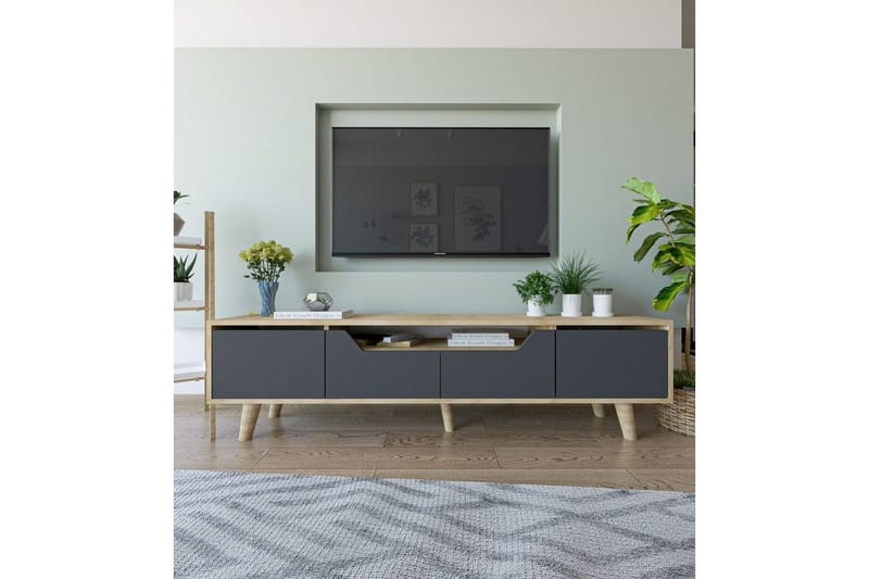 Kollumber TV-taso 180x30 cm - Ruskea/Antrasiitti - Huonekalut - TV- & Mediakalusteet - Mediajalusta & seinäteline
