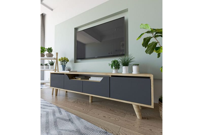 Kollumber TV-taso 180x30 cm - Ruskea/Antrasiitti - Huonekalut - TV- & Mediakalusteet - Mediajalusta & seinäteline