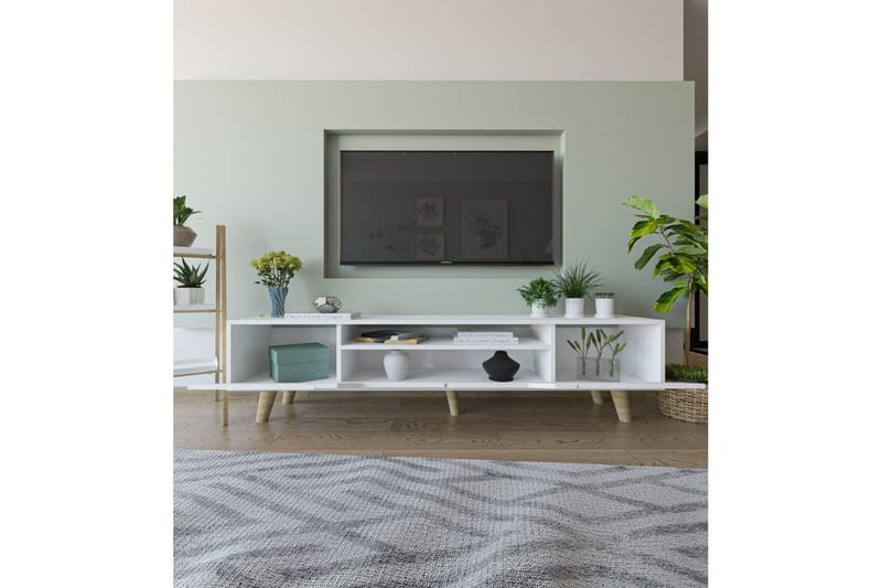 Kollumber TV-taso 180x30 cm - Valkoinen - Huonekalut - TV- & Mediakalusteet - Mediajalusta & seinäteline