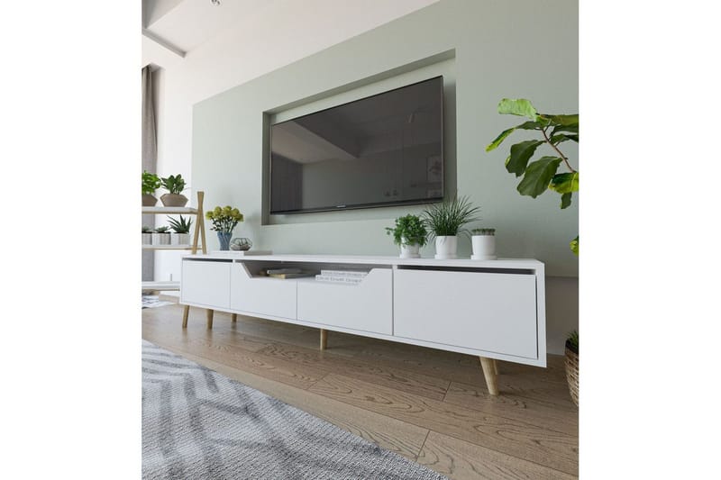 Kollumber TV-taso 180x30 cm - Valkoinen - Huonekalut - TV- & Mediakalusteet - Mediajalusta & seinäteline