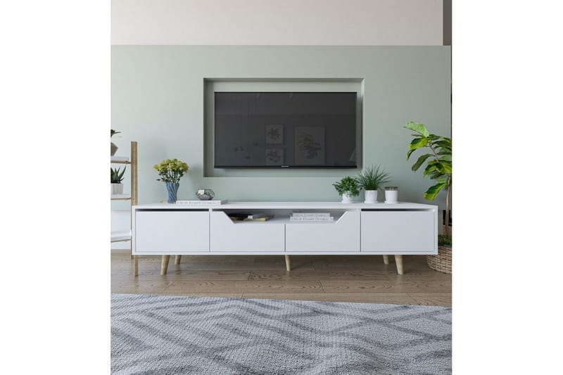 Kollumber TV-taso 180x30 cm - Valkoinen - Huonekalut - TV- & Mediakalusteet - Mediajalusta & seinäteline