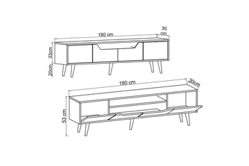 Kollumber TV-taso 180x30 cm - Pähkinäpuu/Valkoinen - Huonekalut - TV- & Mediakalusteet - Tv taso & Mediataso