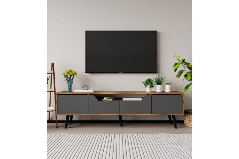 Kollumber TV-taso 180x30 cm - Pähkinäpuu/Antrasiitti - Huonekalut - TV- & Mediakalusteet - Mediajalusta & seinäteline