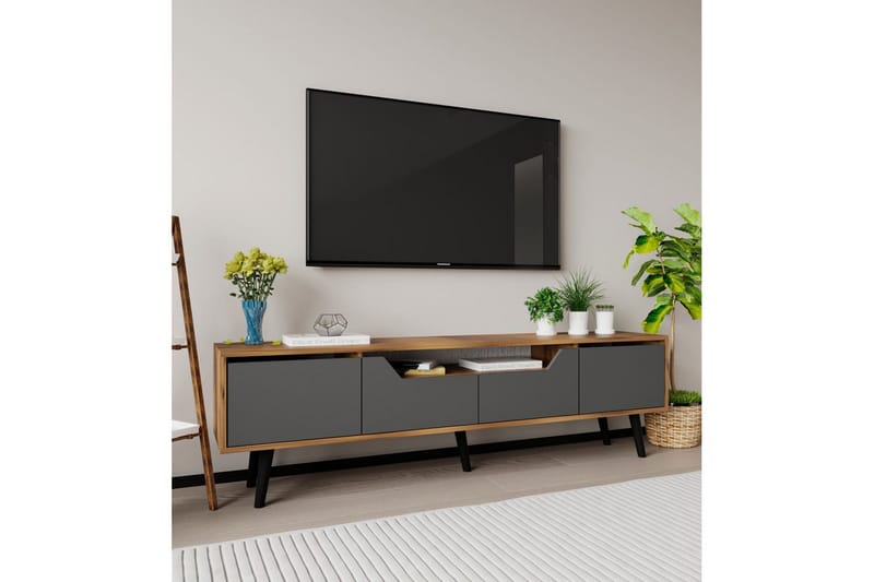 Kollumber TV-taso 180x30 cm - Pähkinäpuu/Antrasiitti - Huonekalut - TV- & Mediakalusteet - Mediajalusta & seinäteline