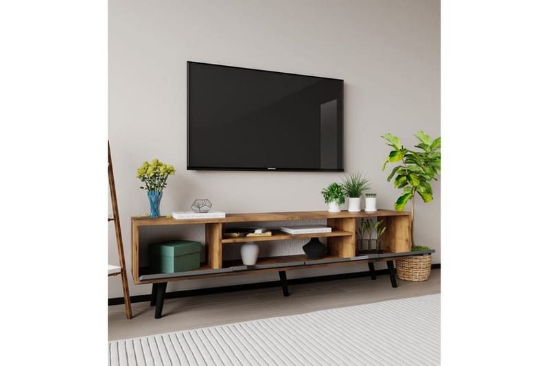 Kollumber TV-taso 180x30 cm - Pähkinäpuu/Antrasiitti - Huonekalut - TV- & Mediakalusteet - Mediajalusta & seinäteline