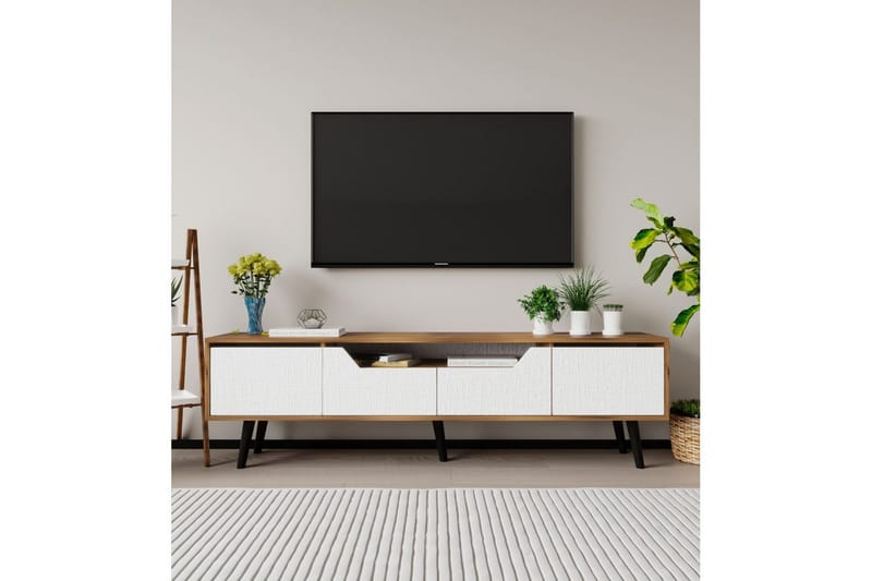Kollumber TV-taso 180x30 cm - Pähkinäpuu/Valkoinen - Huonekalut - TV- & Mediakalusteet - Mediajalusta & seinäteline