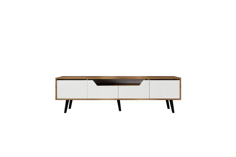 Kollumber TV-taso 180x30 cm, Pähkinäpuu/Valkoinen