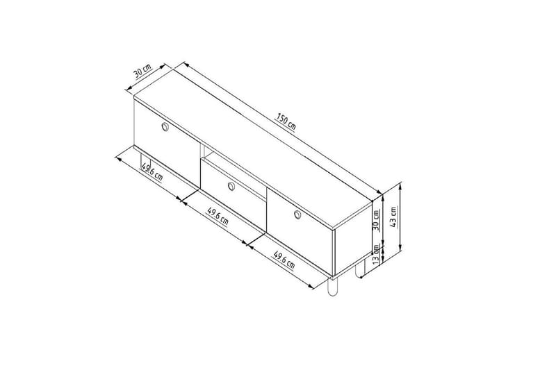 Kumail TV-taso 150 cm - Tammi/Valkoinen - Huonekalut - TV- & Mediakalusteet - Tv taso & Mediataso